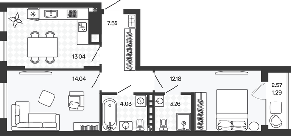 Квартира 56 м², 2-комнатная - изображение 1