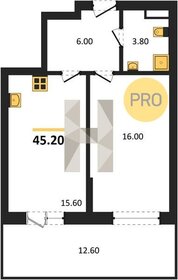 Квартира 45,2 м², 1-комнатная - изображение 1