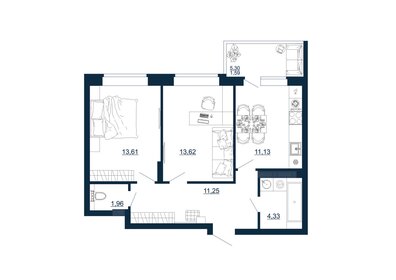 57,5 м², 2-комнатная квартира 7 128 700 ₽ - изображение 1
