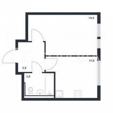 Квартира 33,2 м², 1-комнатная - изображение 2