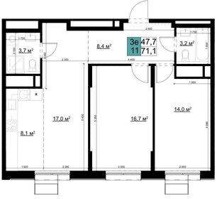 Квартира 71,1 м², 3-комнатная - изображение 1