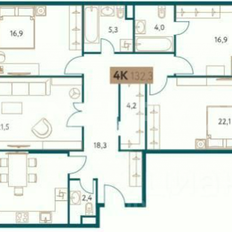 Квартира 132,9 м², 4-комнатная - изображение 2