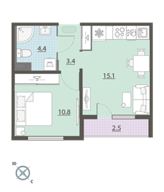 Квартира 35 м², 1-комнатная - изображение 1