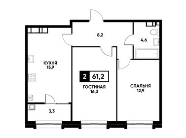 Квартира 61,2 м², 2-комнатная - изображение 1