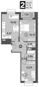 62,9 м², 2-комнатная квартира 9 155 328 ₽ - изображение 21