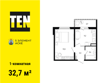 32,4 м², 1-комнатная квартира 3 842 640 ₽ - изображение 3