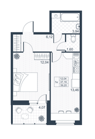 Квартира 39,2 м², 1-комнатная - изображение 1