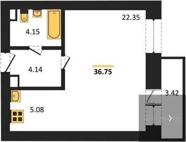 Квартира 36,6 м², студия - изображение 1