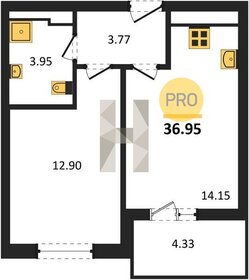 Квартира 37 м², 1-комнатная - изображение 1