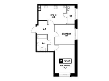 Квартира 53,8 м², 2-комнатная - изображение 1