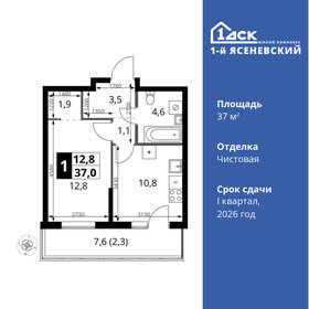 Квартира 37 м², 1-комнатная - изображение 1