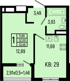 Квартира 33,5 м², 1-комнатная - изображение 1