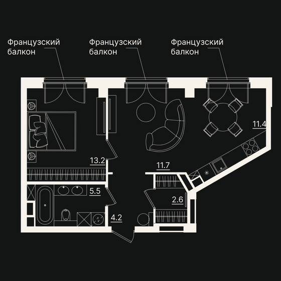 48,5 м², 2-комнатная квартира 12 662 773 ₽ - изображение 1