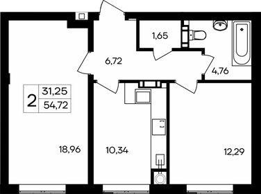 Квартира 54,7 м², 2-комнатная - изображение 1