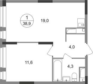 Квартира 38,9 м², 1-комнатная - изображение 1