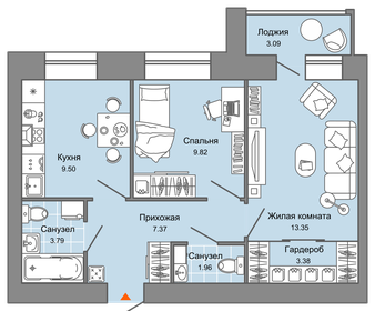 Квартира 51 м², 2-комнатная - изображение 1