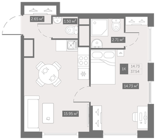 39,8 м², 1-комнатная квартира 5 700 000 ₽ - изображение 90