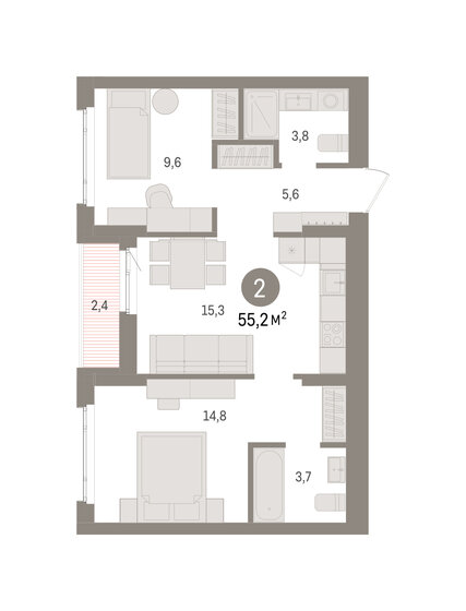 65 м², 3-комнатная квартира 5 590 000 ₽ - изображение 72