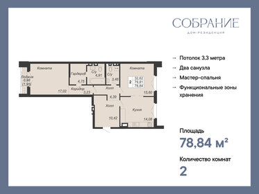 Квартира 78,8 м², 2-комнатная - изображение 1