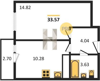 Квартира 33,6 м², 1-комнатная - изображение 1