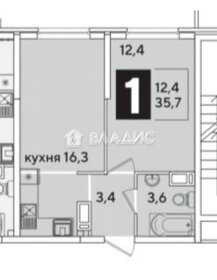 Квартира 35,7 м², 1-комнатная - изображение 1