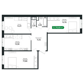 Квартира 76,7 м², 3-комнатная - изображение 1