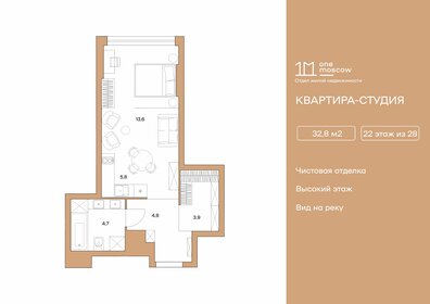 Квартира 32,8 м², студия - изображение 1