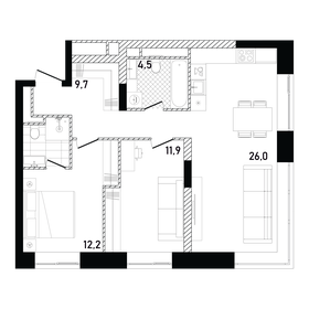 Квартира 67,5 м², 2-комнатная - изображение 1