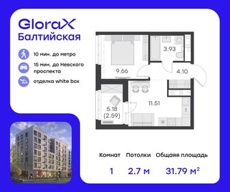 Квартира 31,8 м², 1-комнатная - изображение 1