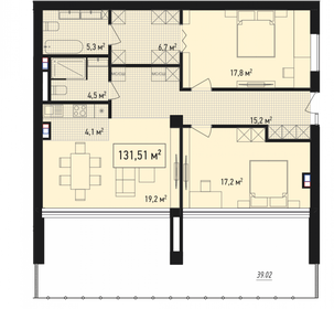 Квартира 131,5 м², 3-комнатная - изображение 1