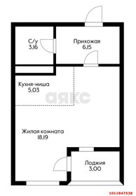 Квартира 33,5 м², 1-комнатная - изображение 1