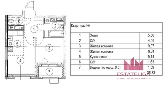 34,2 м², 1-комнатная квартира 14 200 000 ₽ - изображение 90