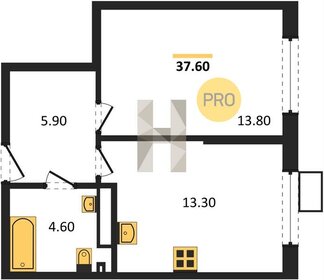 Квартира 37,6 м², 1-комнатная - изображение 1