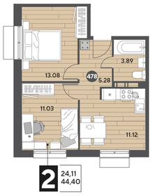 44,4 м², 2-комнатная квартира 7 317 120 ₽ - изображение 27