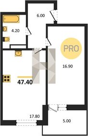 Квартира 47,4 м², 1-комнатная - изображение 1