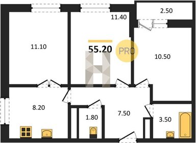 Квартира 55,2 м², 3-комнатная - изображение 1