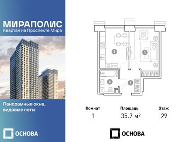 Квартира 35,7 м², 1-комнатные - изображение 1