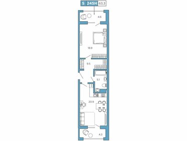 Квартира 63,3 м², 2-комнатные - изображение 1