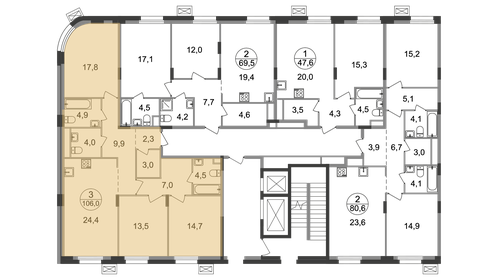 Квартира 106 м², 3-комнатная - изображение 2
