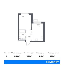 Квартира 32,8 м², 1-комнатная - изображение 1