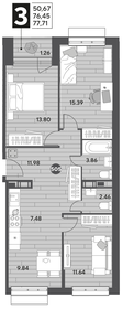 Квартира 77,7 м², 3-комнатная - изображение 1