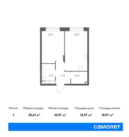 Квартира 35,6 м², 1-комнатная - изображение 1