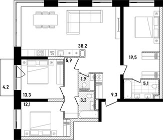 115,8 м², 3-комнатная квартира 78 110 016 ₽ - изображение 17