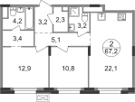 66 м², 2-комнатная квартира 16 781 050 ₽ - изображение 97