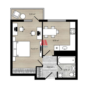 29,6 м², 1-комнатная квартира 1 680 000 ₽ - изображение 56