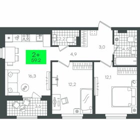 Квартира 59,2 м², 2-комнатная - изображение 1