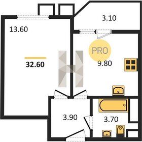 Квартира 32,6 м², 1-комнатная - изображение 1