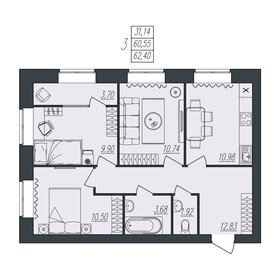 61,3 м², 3-комнатная квартира 5 600 000 ₽ - изображение 65