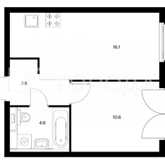 Квартира 34,9 м², 2-комнатная - изображение 2