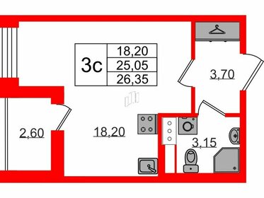 26,2 м², квартира-студия 4 600 000 ₽ - изображение 26